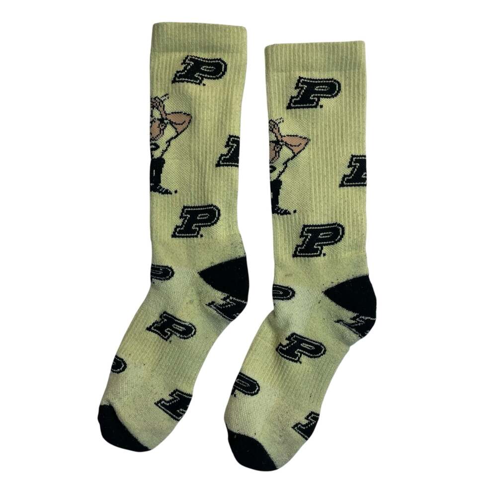 Purdue Boilermakers Pete Crew Socks Gold Black All Over Logo NCAA